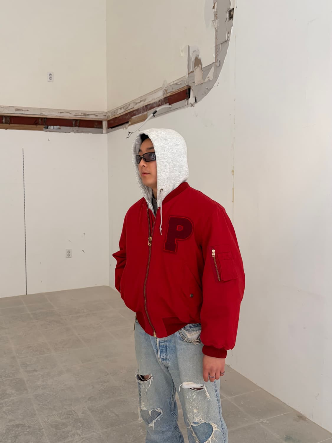 90’s Pink House red patch bomber jacket 상품이미지2