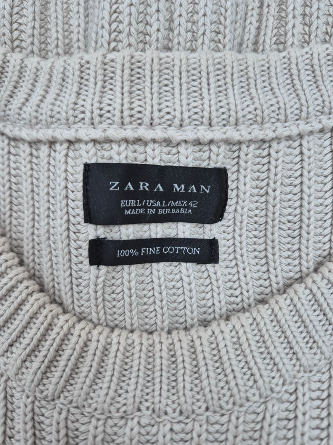 ZARA MAN 베이지 파인 코튼 립 니트 스웨터 상품이미지5