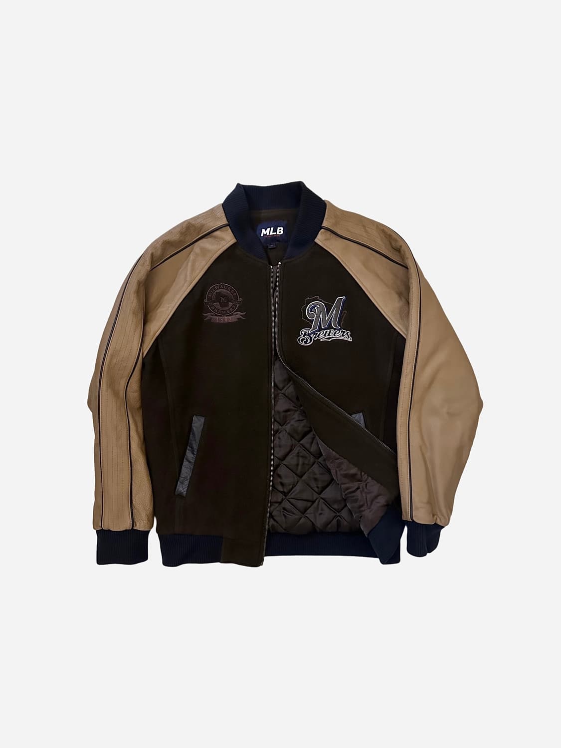 MLB 00s 밀워키 브루어스 바시티자켓 브라운 상품이미지1