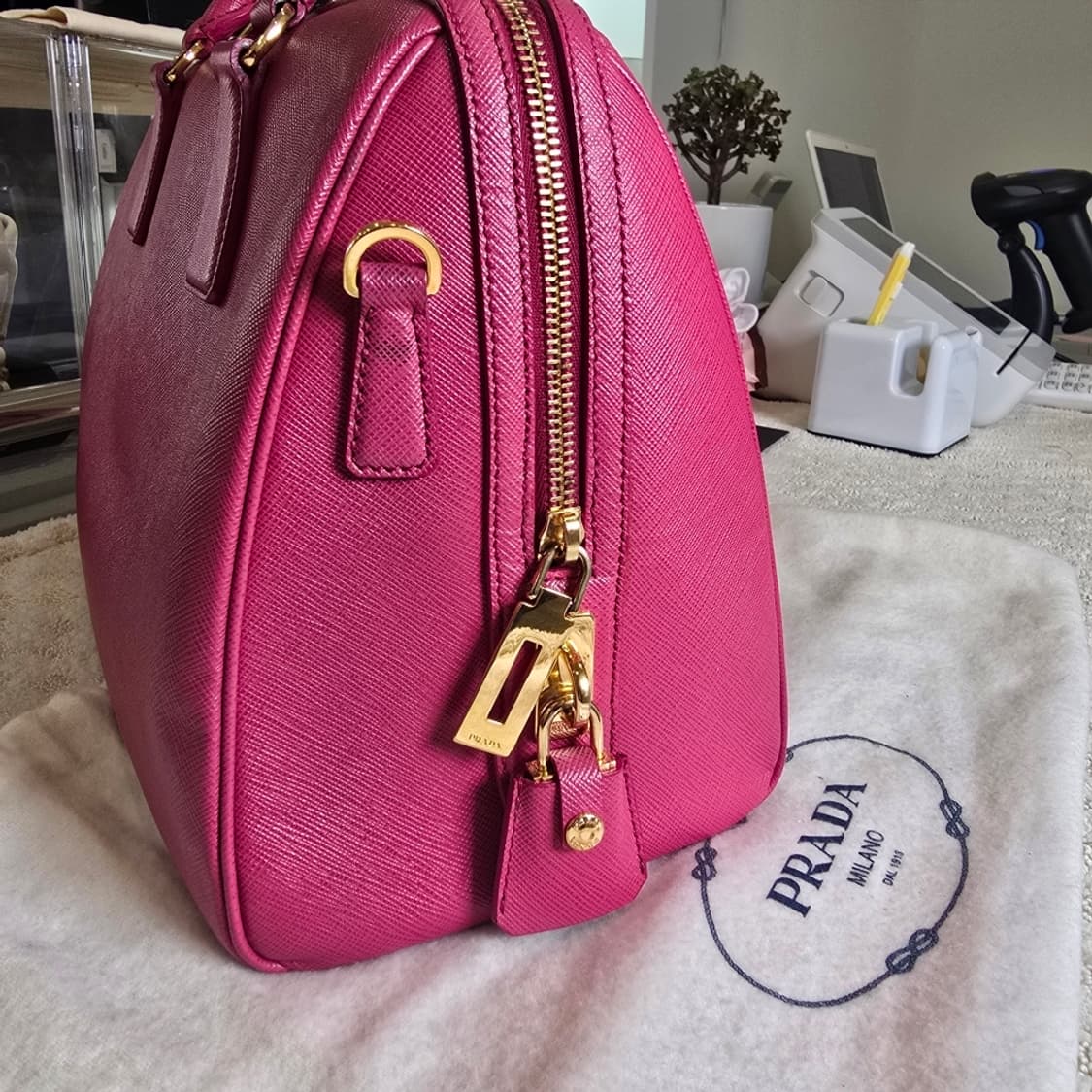 [중고/정품] 프라다 사피아노 럭스 보스턴백 핑크 상품이미지6