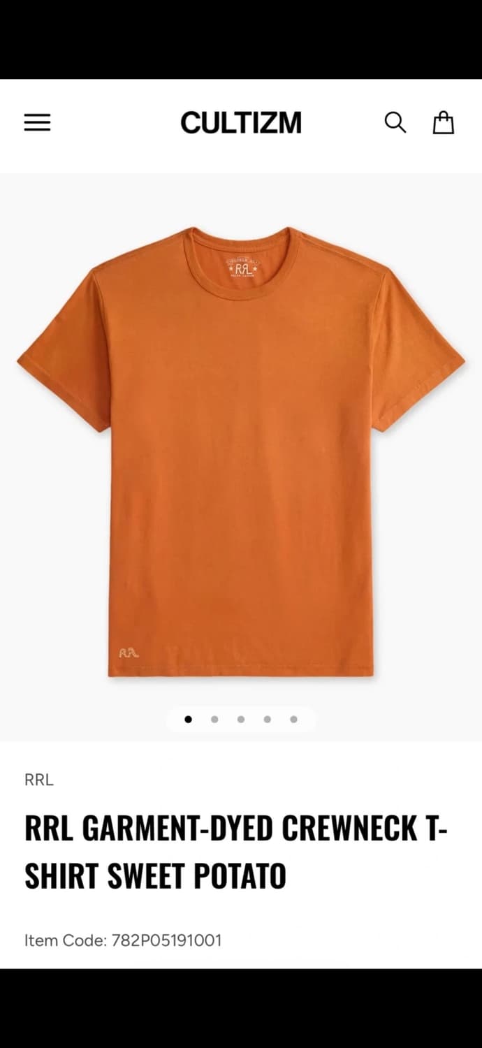 [새상품] RRL GARMENT-DYED  가먼트다잉 티셔츠 [L] 상품이미지1