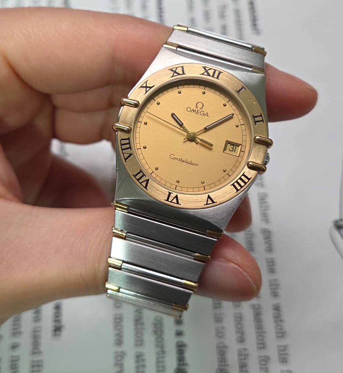 빈티지 오메가 컨스틸레이션 샴골판 골드콤비 하프바 쿼츠 남성용  상품이미지4