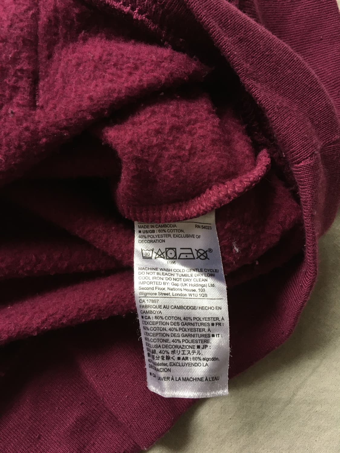 갭 스펠 버건디 후드티 상품이미지5