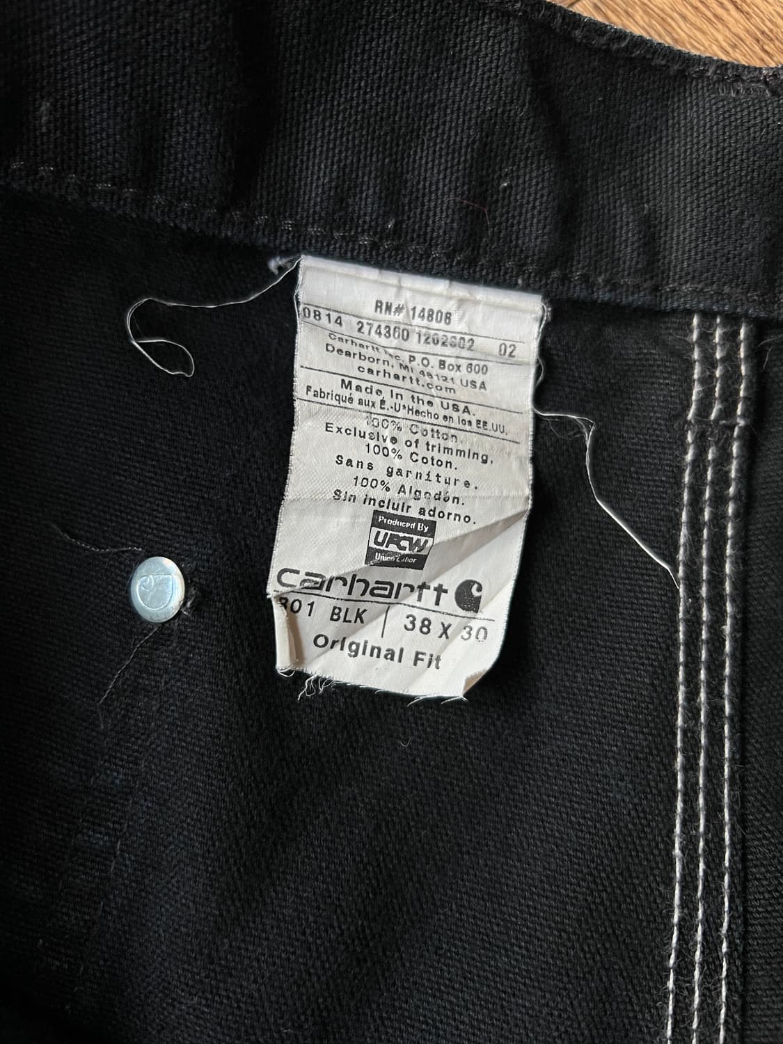 [38]칼하트 Made in USA 빈티지 페인팅 블랙 더블니 워크 팬츠 상품이미지4