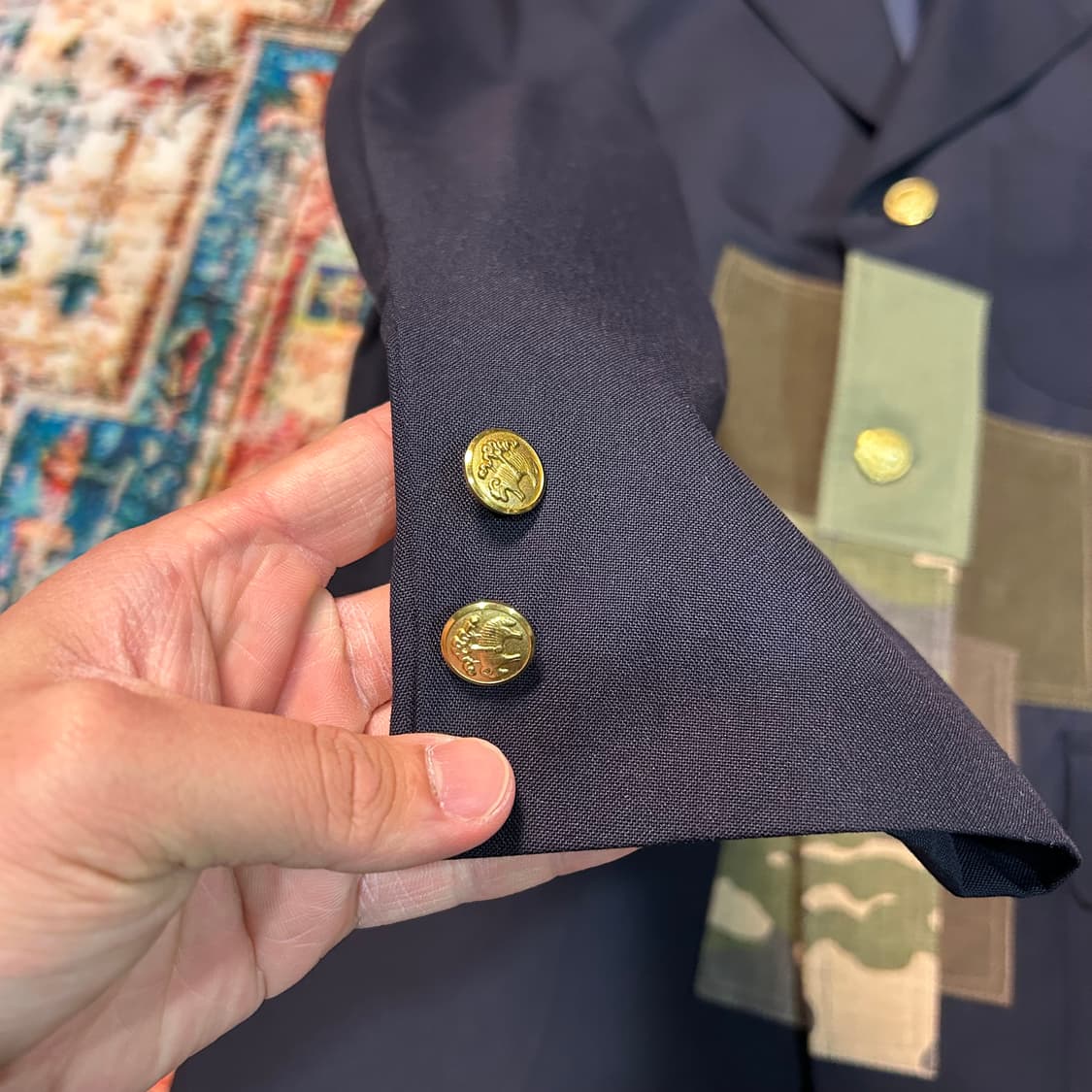 [M] 아스페시 A.BLUE 브룩스 브라더스 패치워크 금장 블레이저 상품이미지4