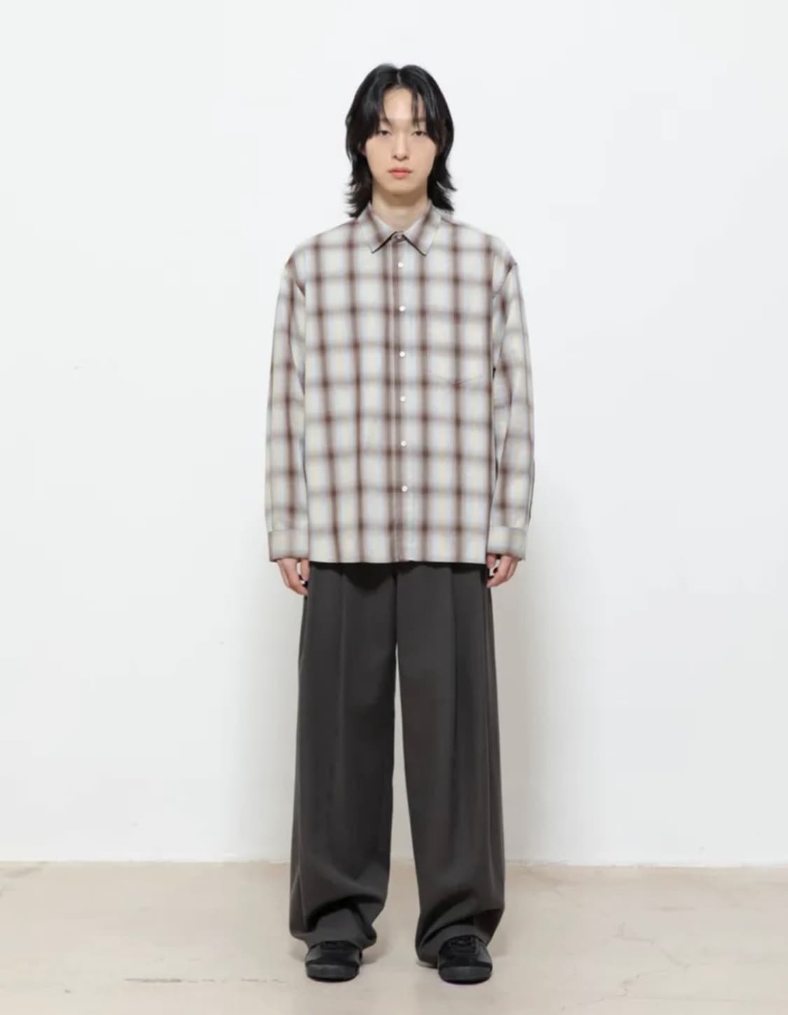 비긴202 옴브레 체크 셔츠(1사이즈) 쿠어/파브레가/인템포무드/주앙옴므 상품이미지6