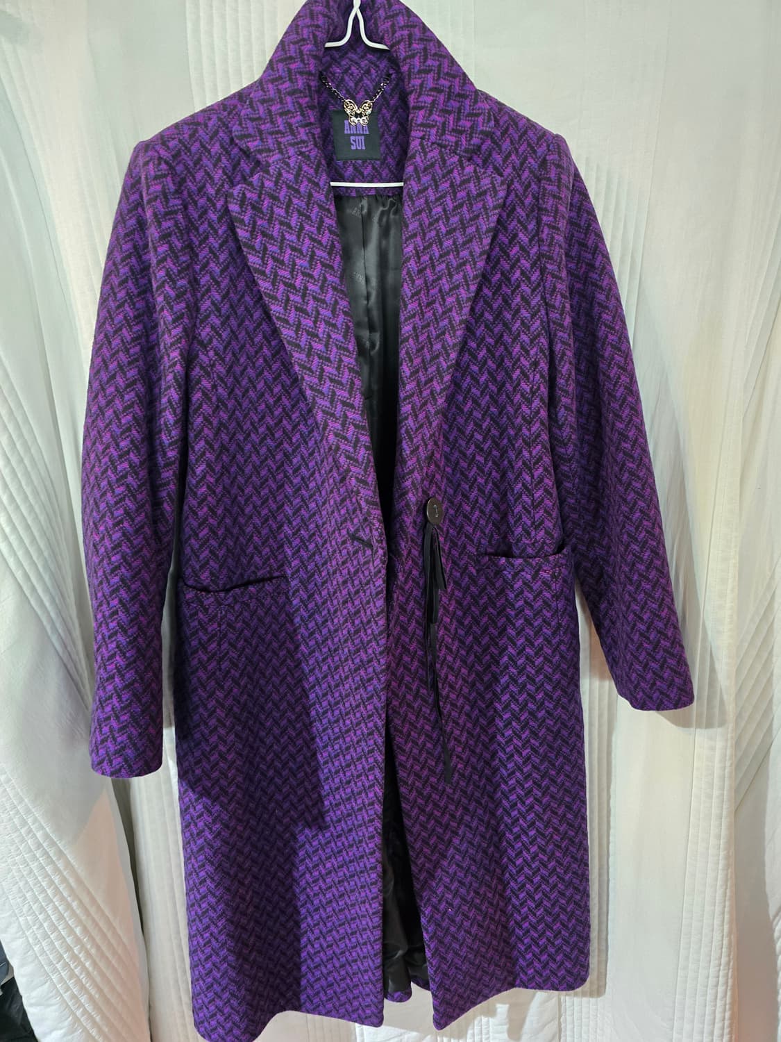 안나수이 퍼플 헤링본 패턴 코트 상품이미지2