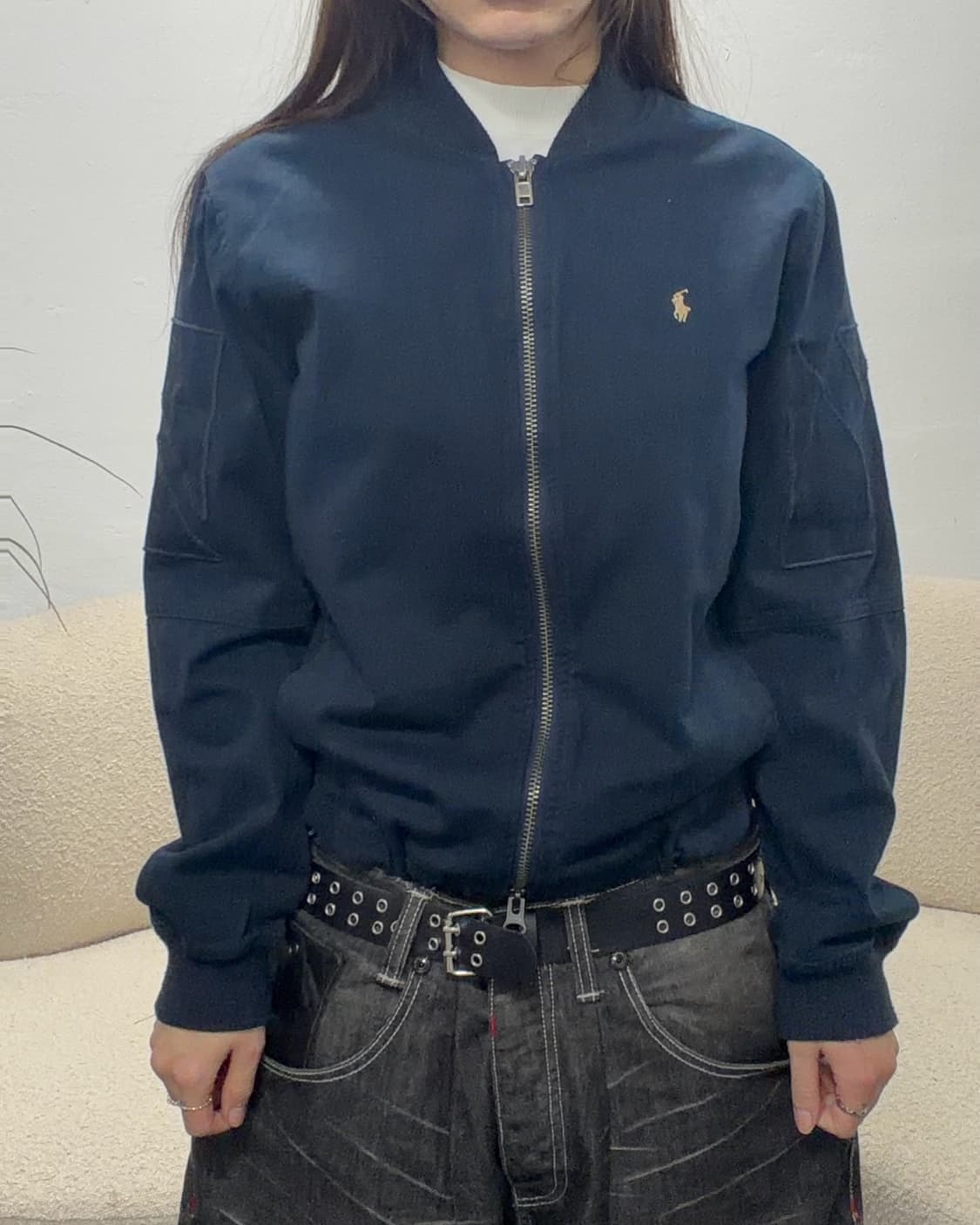 90s POLO 네이비 투웨이 코튼 블루종 jk 상품이미지1