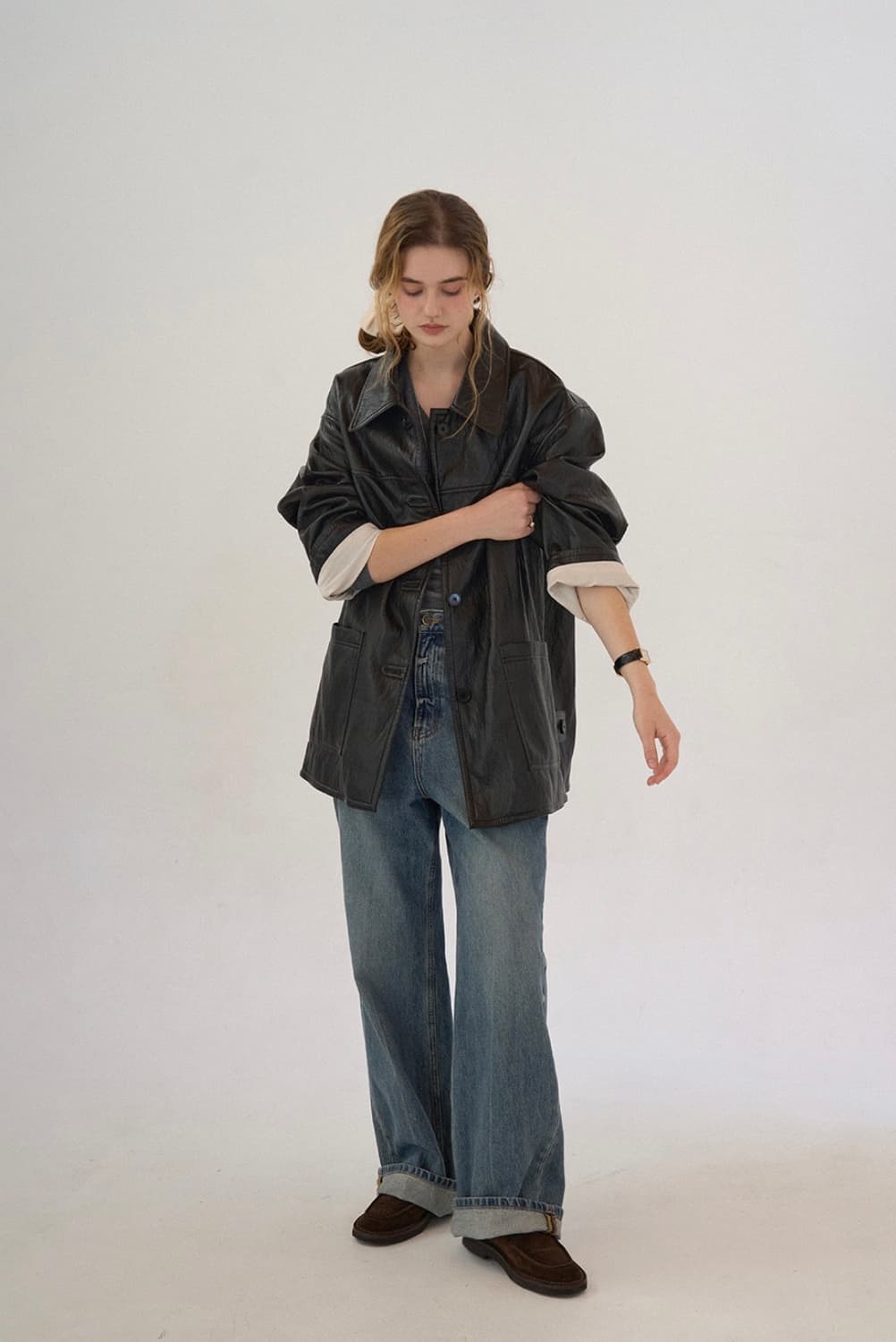 [새상품] 모데스트무드 런던레더자켓 상품이미지5