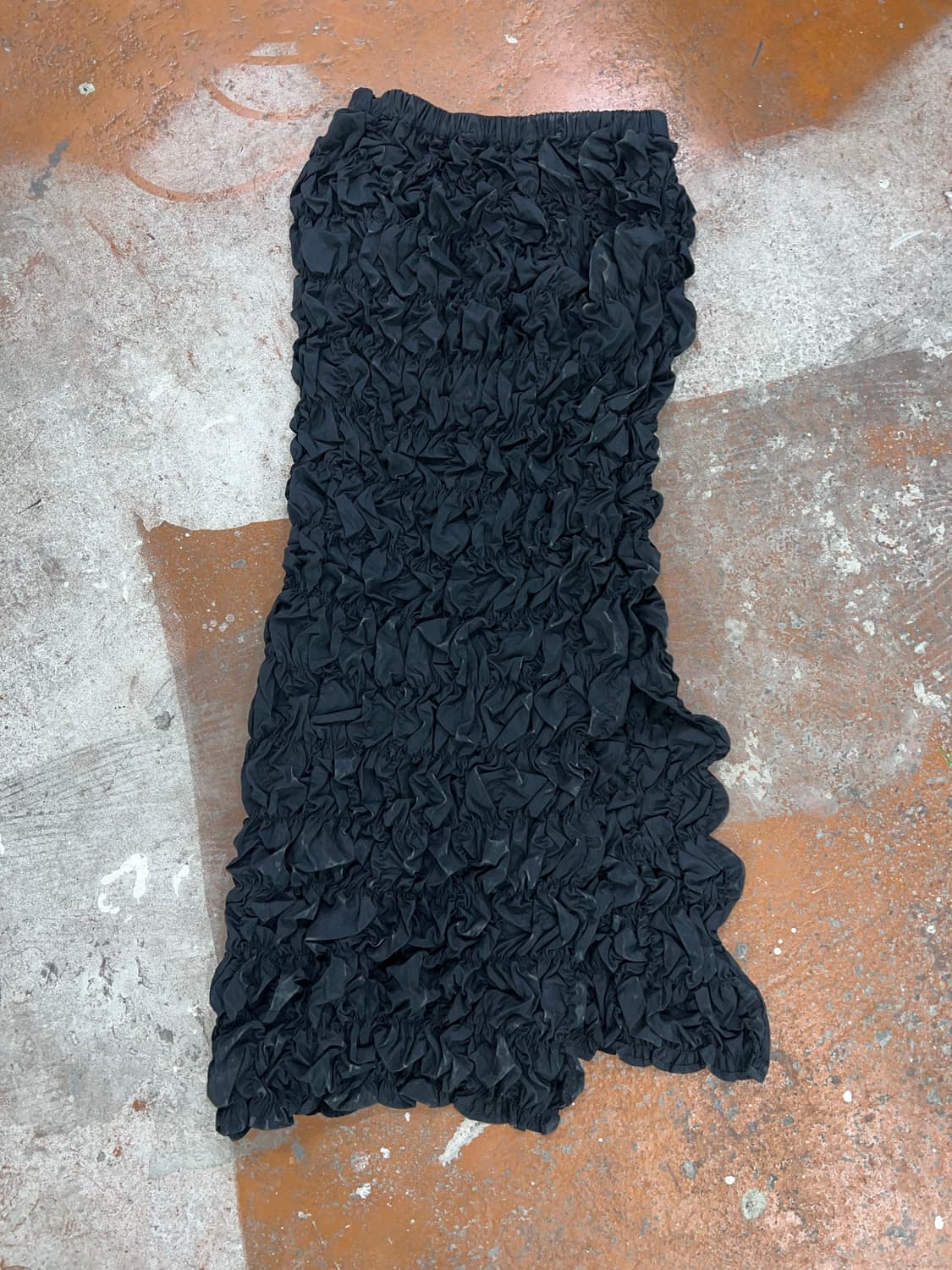 [Japan Vintage] 아방가르드 블랙 풀 셔링 텍스처 스커트 상품이미지6