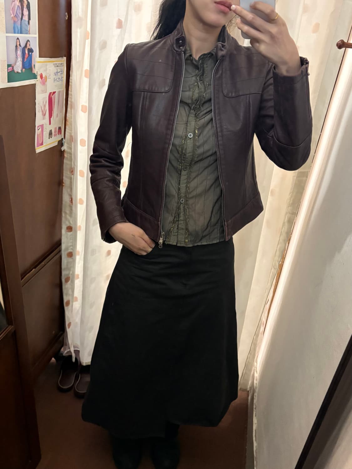 Japanese vintage burgundy leather jacket 상품이미지2