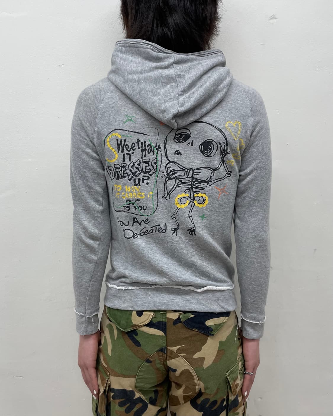 ellow lettering skull gray hooded zip-up 상품이미지4