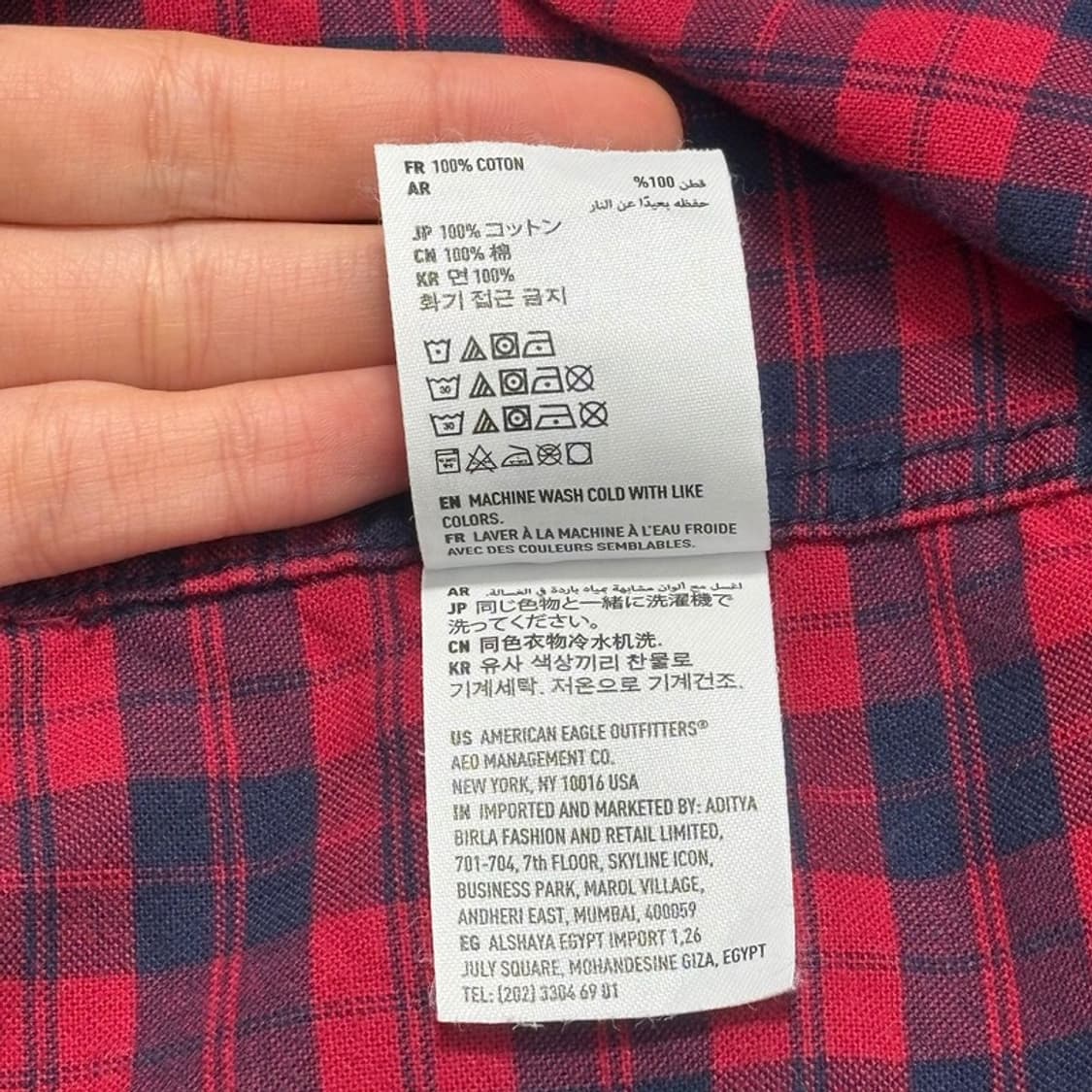AMERICAN EAGLE 체크 셔츠 레드 XL 상품이미지7