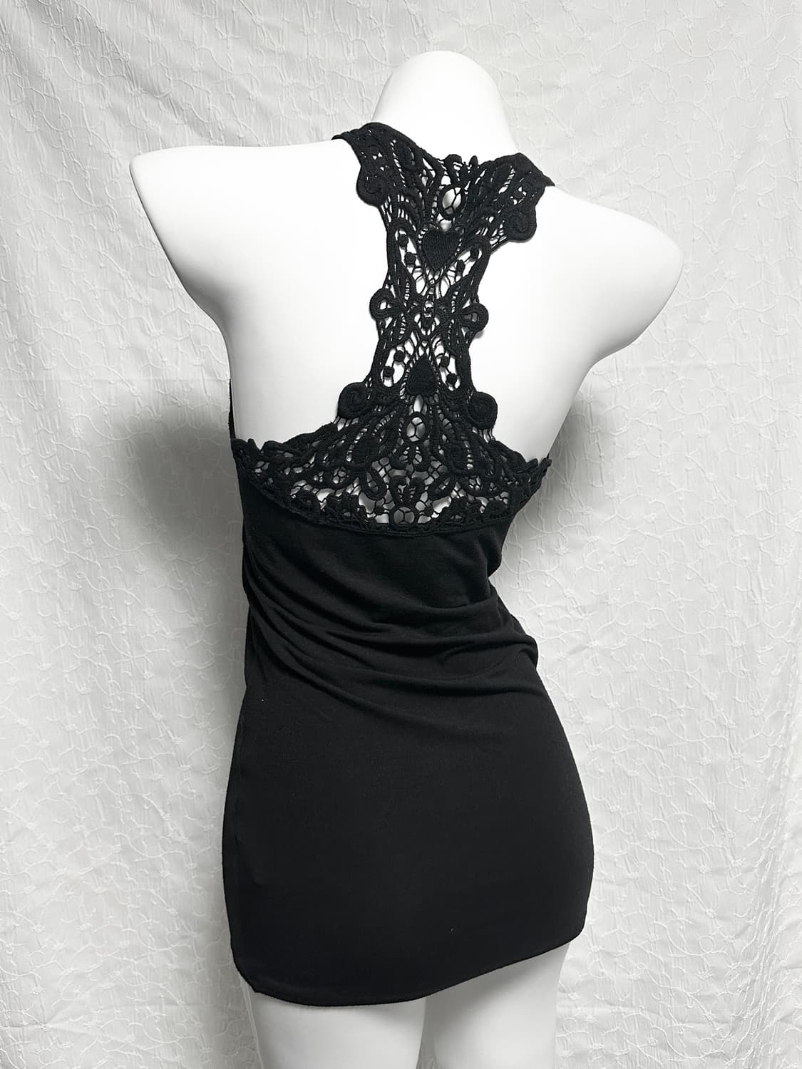 빈티지 갸루 펑크 큐빅 크로쉐 슬리브리스 탑 상품이미지3