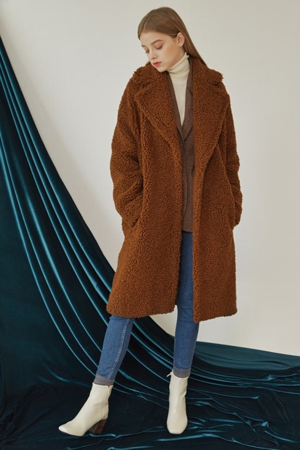 레니본 여성 테디베어 롱코트  상품이미지7