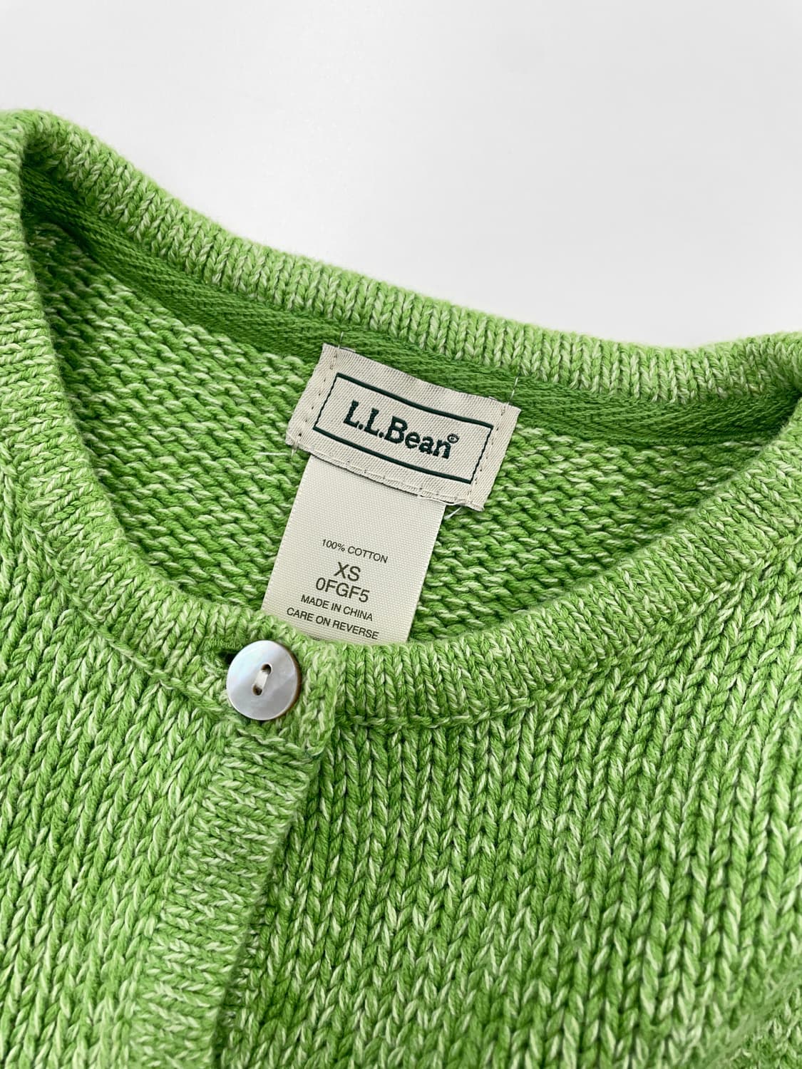 빈티지 엘엘빈 멜란지 애플 그린 코튼 니트 가디건 상품이미지6