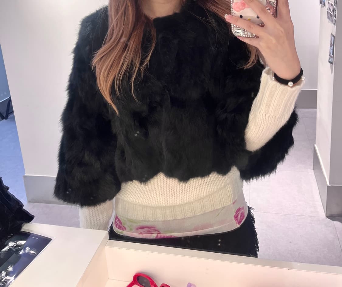 갸루 y2k 블랙 크롭 퍼자켓 S 코트 베이비메탈클럽 빈티지 상품이미지2