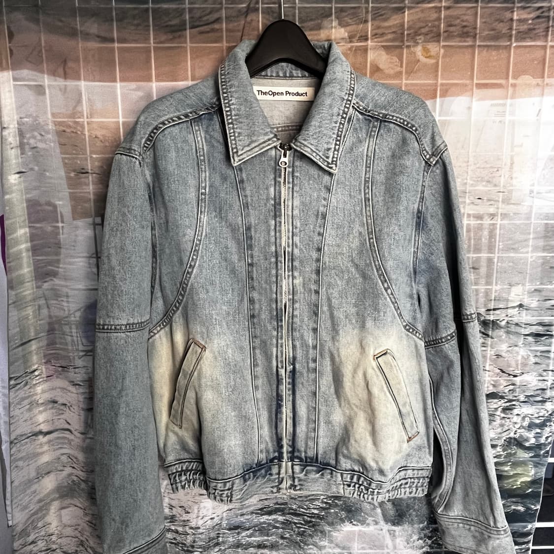OPEN YY WASHED DENIM BOMBER JACKET 상품이미지1