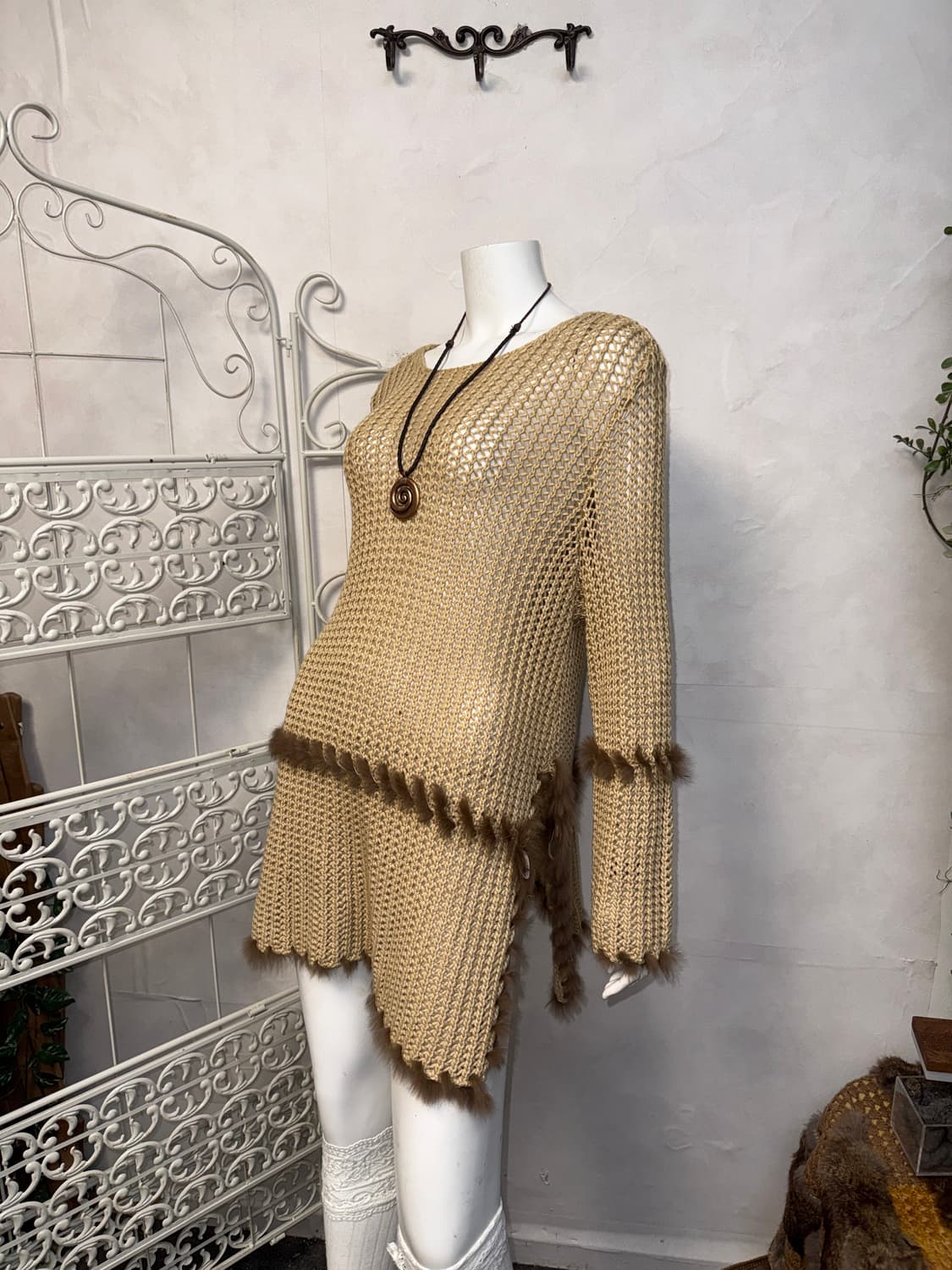 ESCADA cashmere rabbit fur trimming knit 상품이미지2