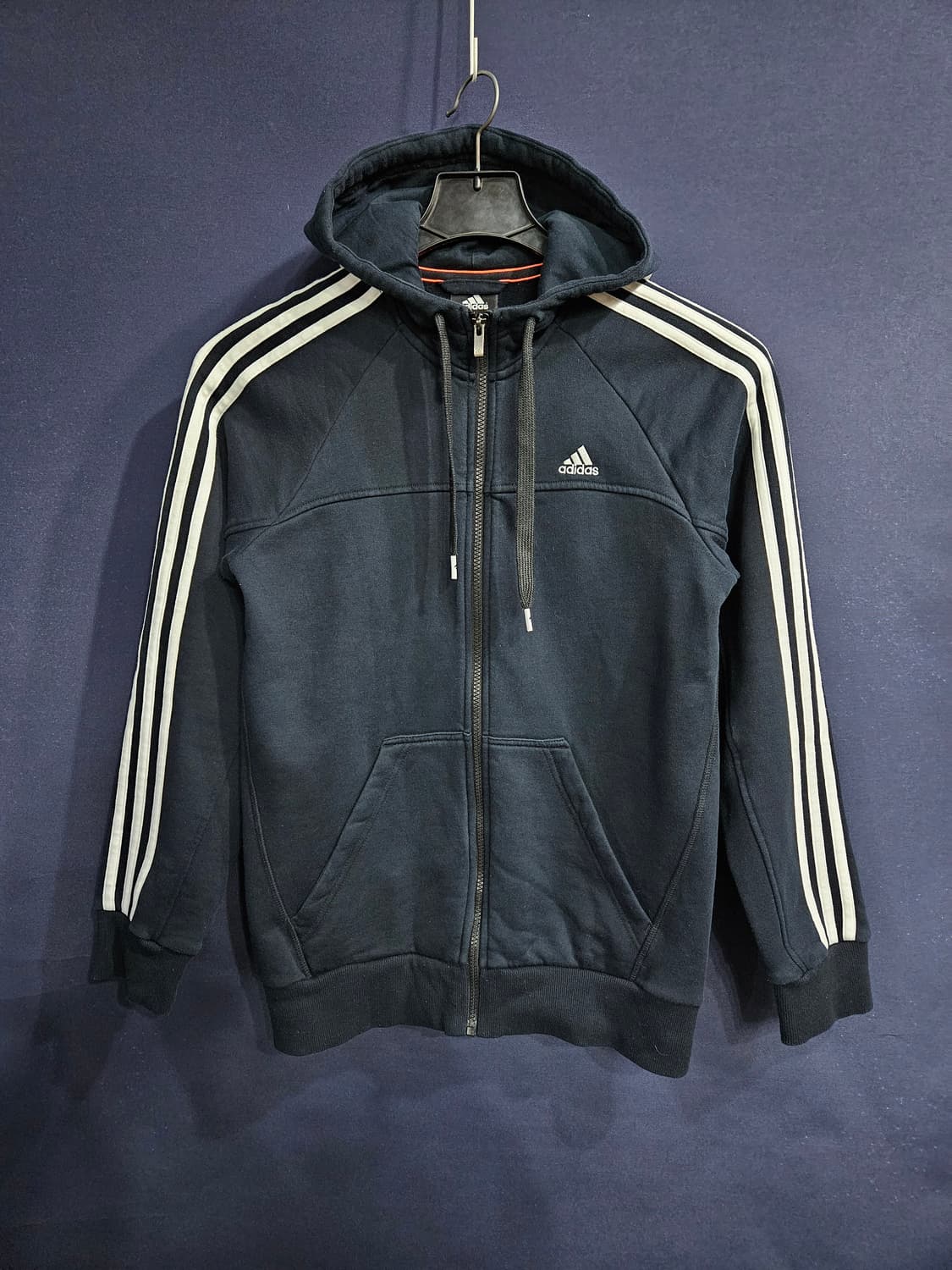 아디다스 삼선 다크네이비 남성 슬림핏 95 기모 후드집업  상품이미지1