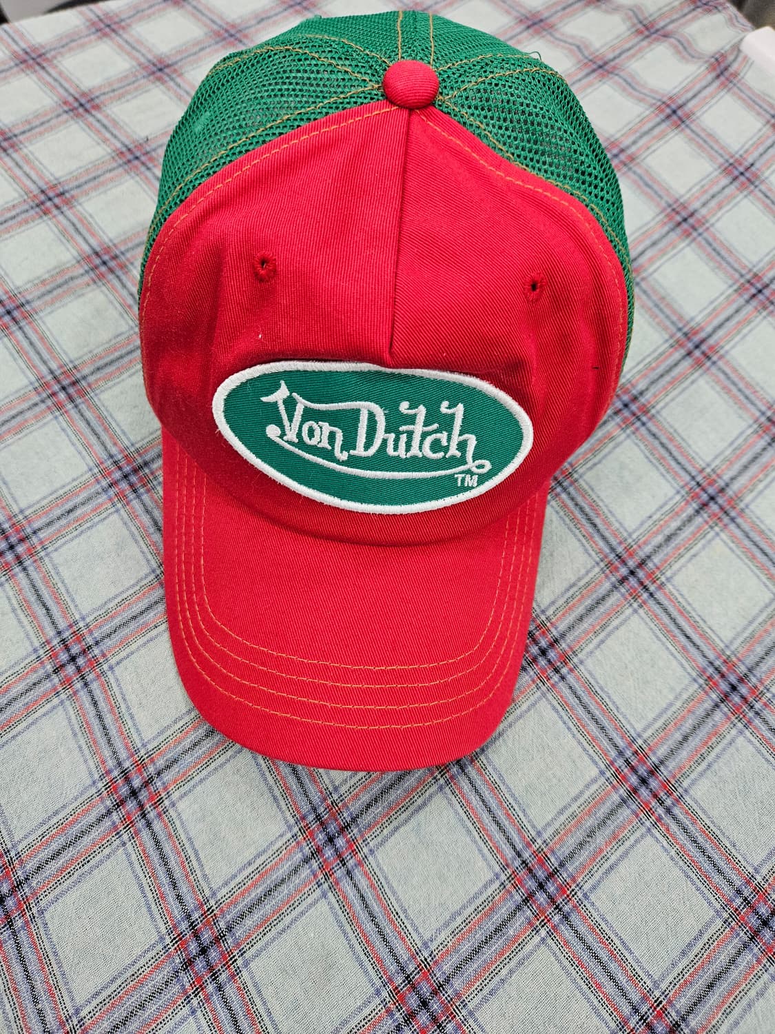 본더치(Von Dutch) 빨강/초록 메쉬캡 모자 상품이미지1