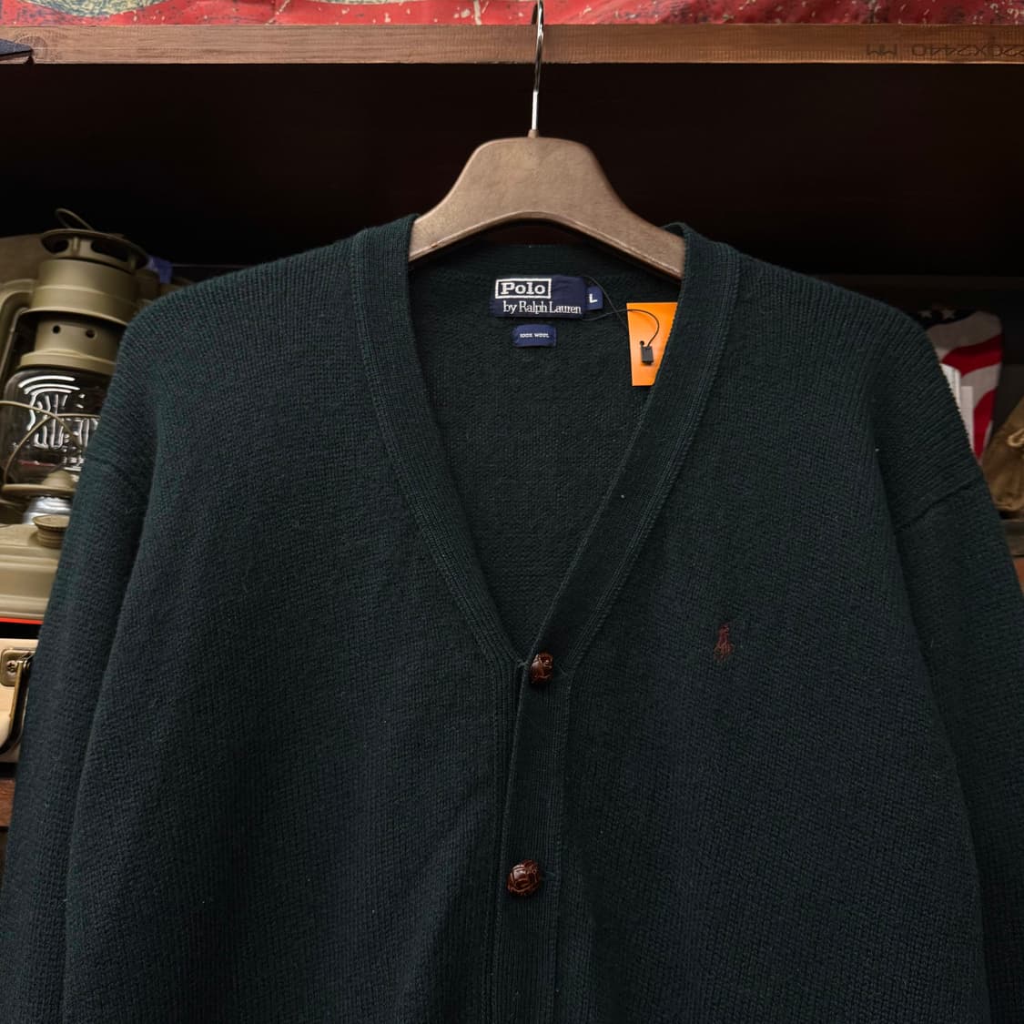 80s 폴로 랄프로렌 버건디 스몰 포니 로고 울 니트 가디건 N36 상품이미지3
