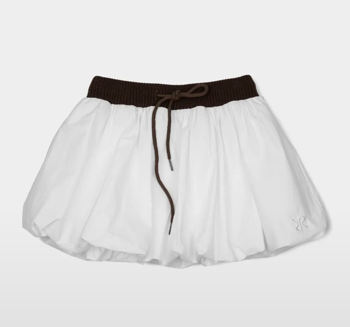 러프넥 벌룬 팬츠 스커트 화이트 상품이미지1