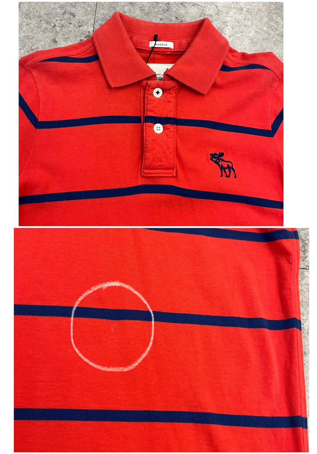 아베크롬비 스트라이프 반팔 카라티 레드 M #csz4008 상품이미지5