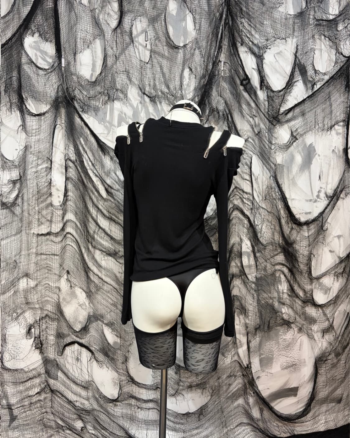 Y2K Gothic razor zipper detail sleeve 상품이미지4