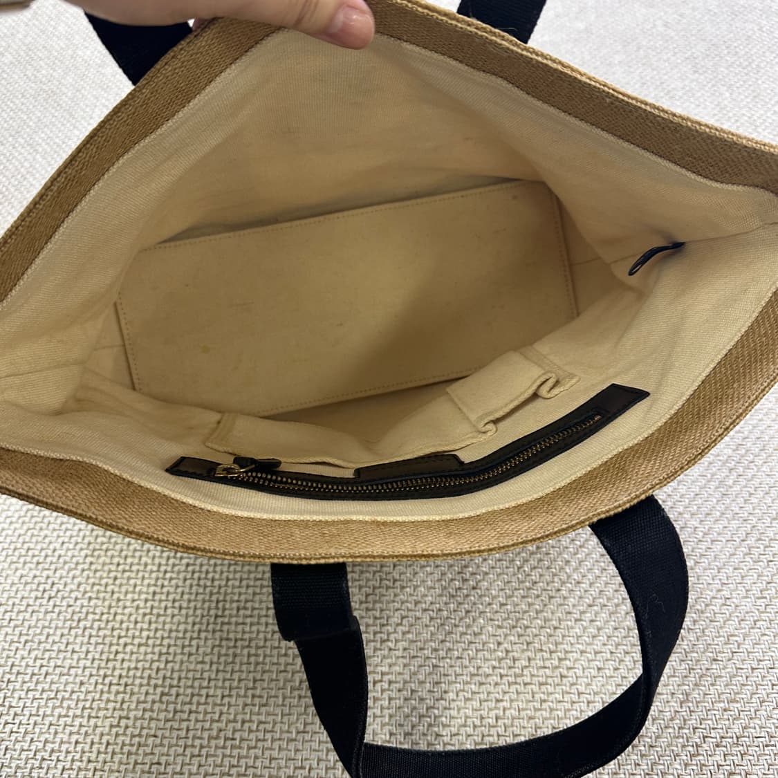 실측확인 클래식 캔버스 라탄 토트백 0420D 상품이미지3