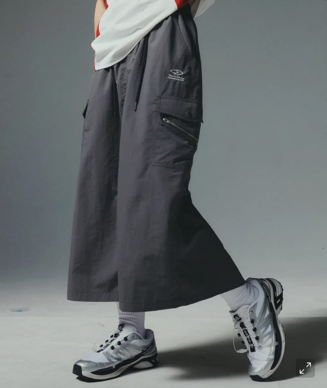 트래블 워크샵 지퍼포켓 스커트 차콜 상품이미지1