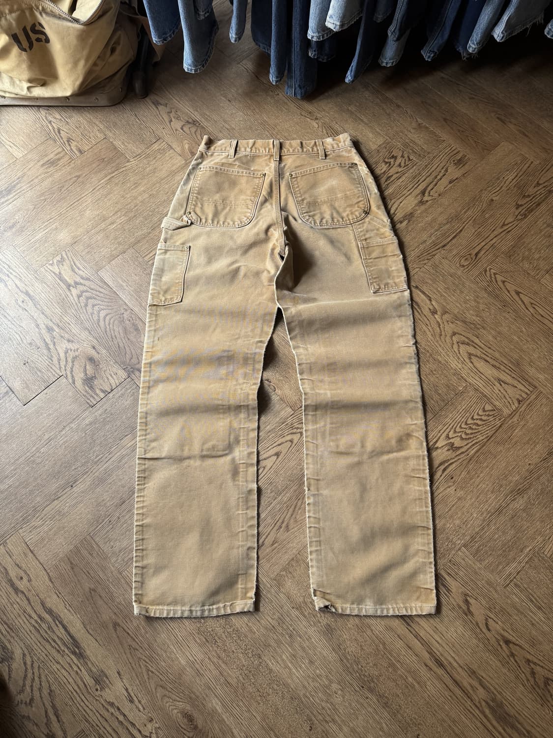 [32]칼하트 Made in USA 빈티지 페이딩 브라운 더블니 워크팬츠 상품이미지2