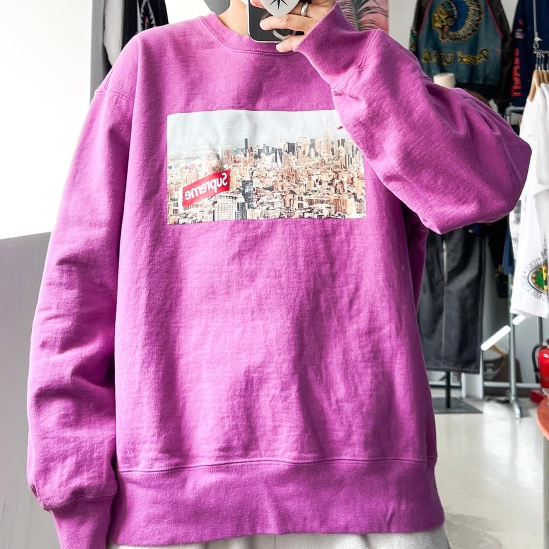 슈프림 20F/W 에어리얼 브라이트 퍼플 크루넥맨투맨 상품이미지1