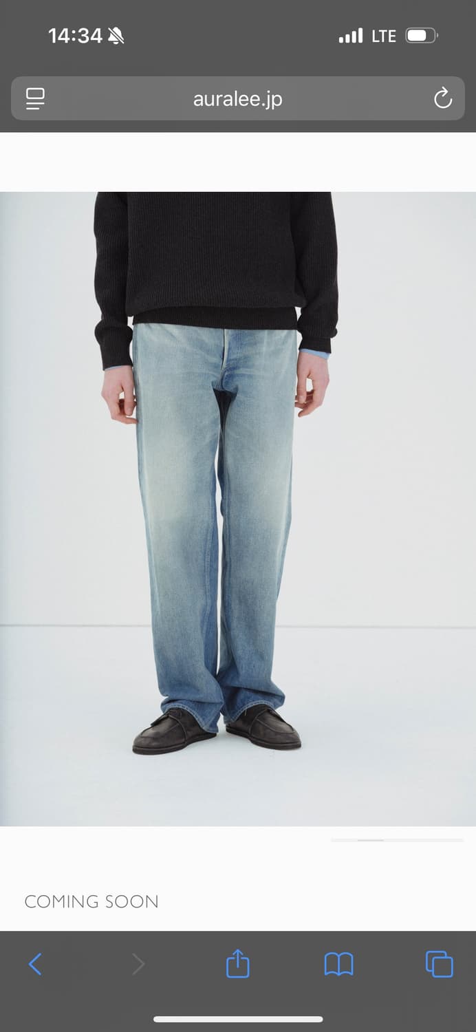 [32] 오라리 25AW 셀비지 페이디드 헤비 데님 와이드팬츠 상품이미지2