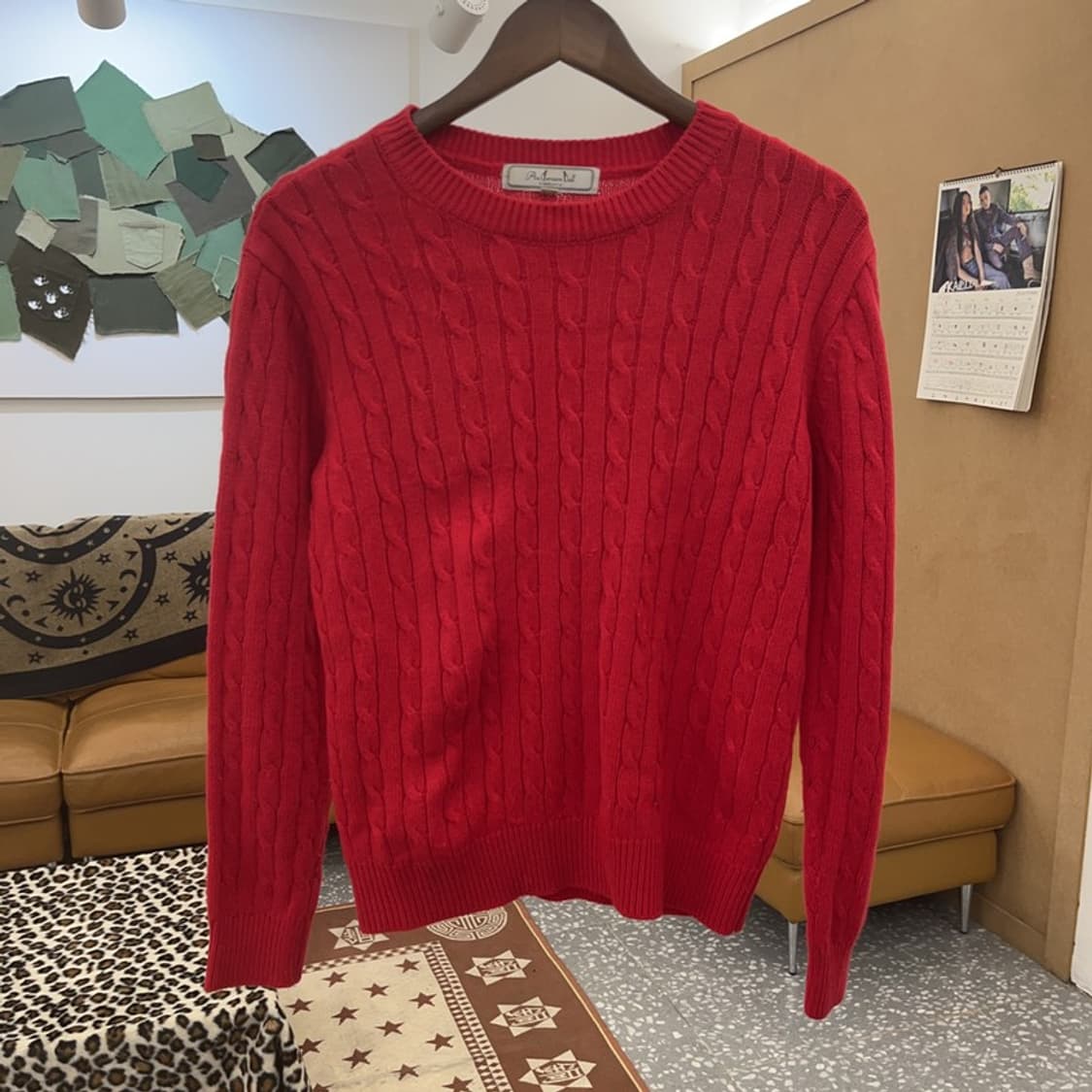 앤더슨벨 빈티지 핀터걸 딥레드 폭닥 꽈배기 니트 M C09633 상품이미지3