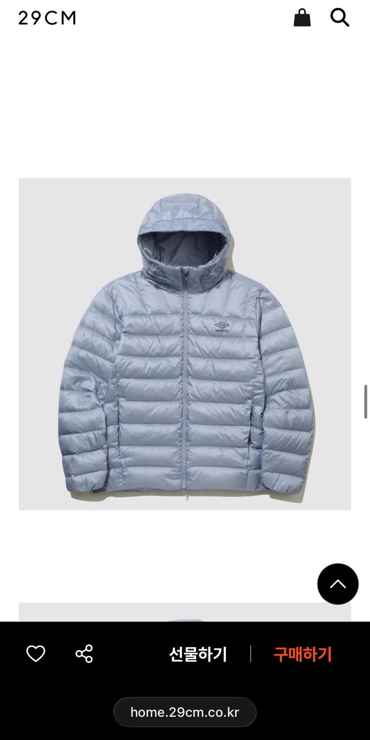 엄브로 경량 패딩 후드형 다운 자켓 블루 90 상품이미지1