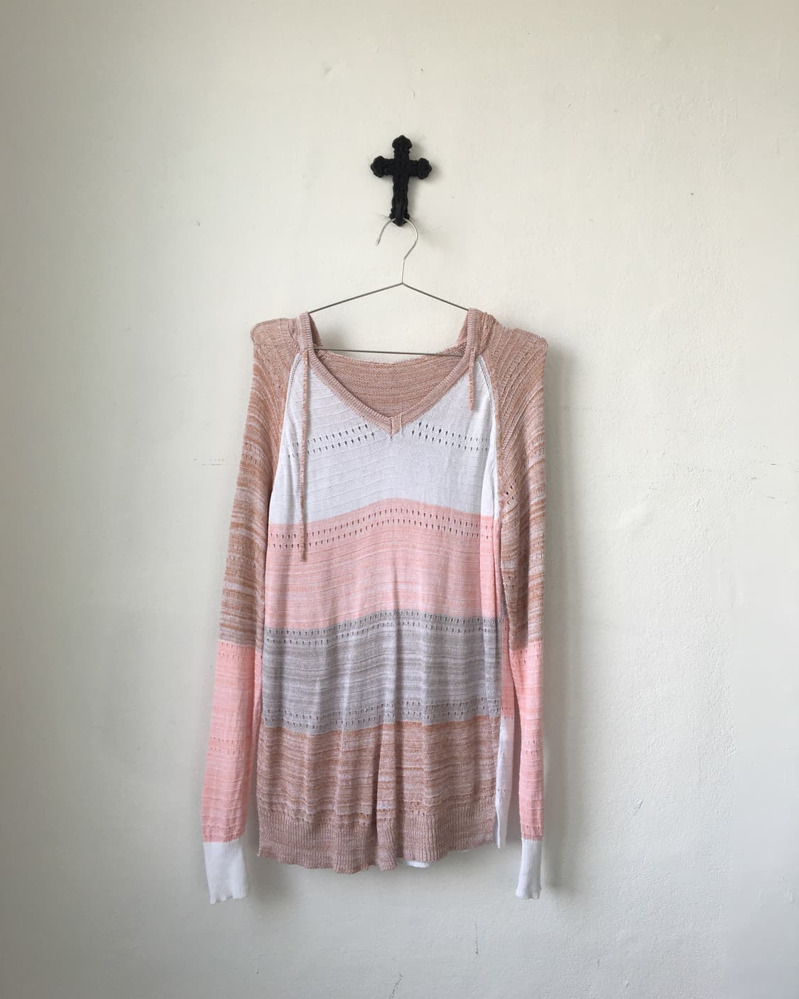 Mixed pattern point crochet hood knit 상품이미지2
