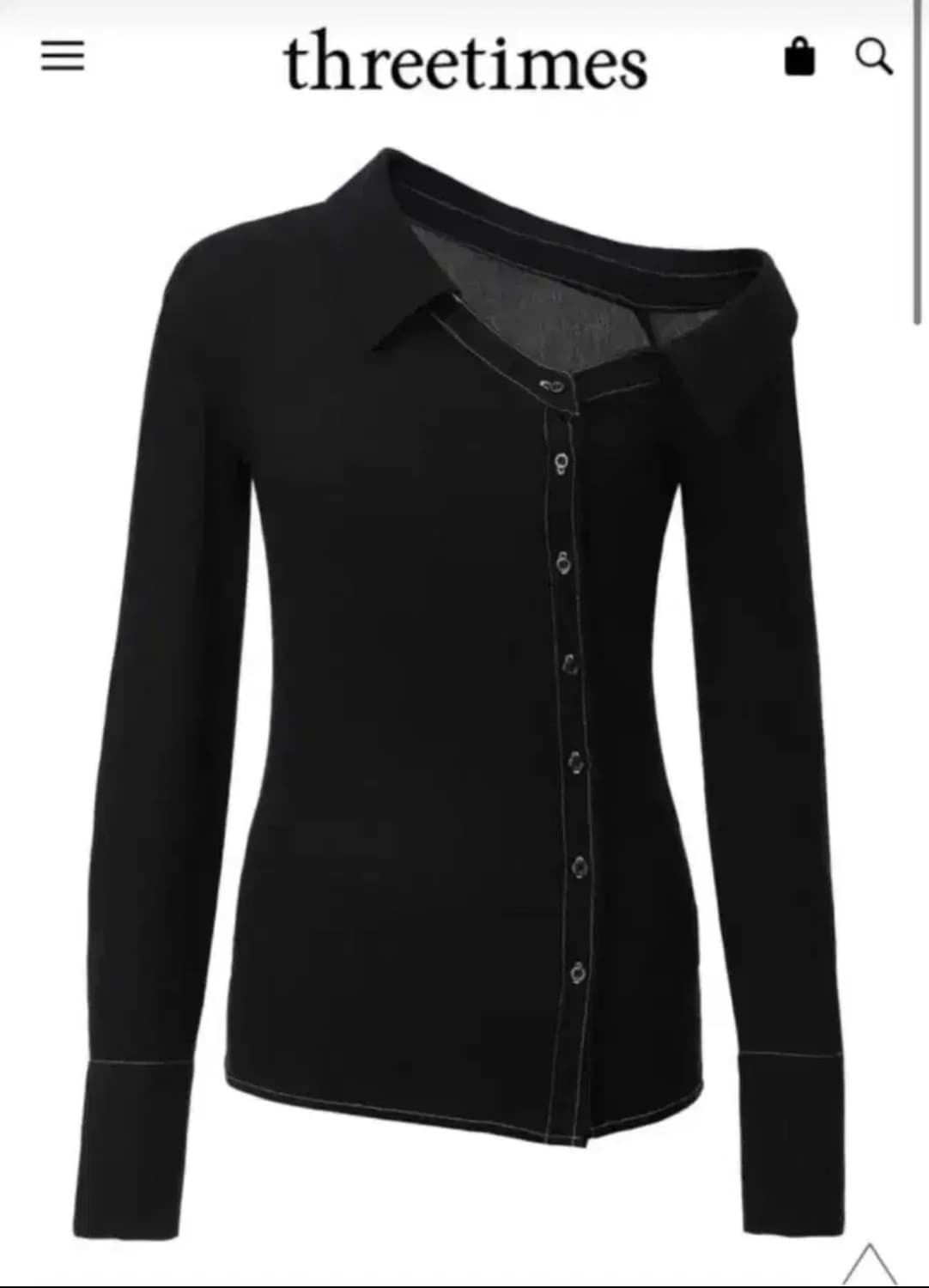 threetimes 쓰리타임즈 스티치 셔츠 블랙 상품이미지1