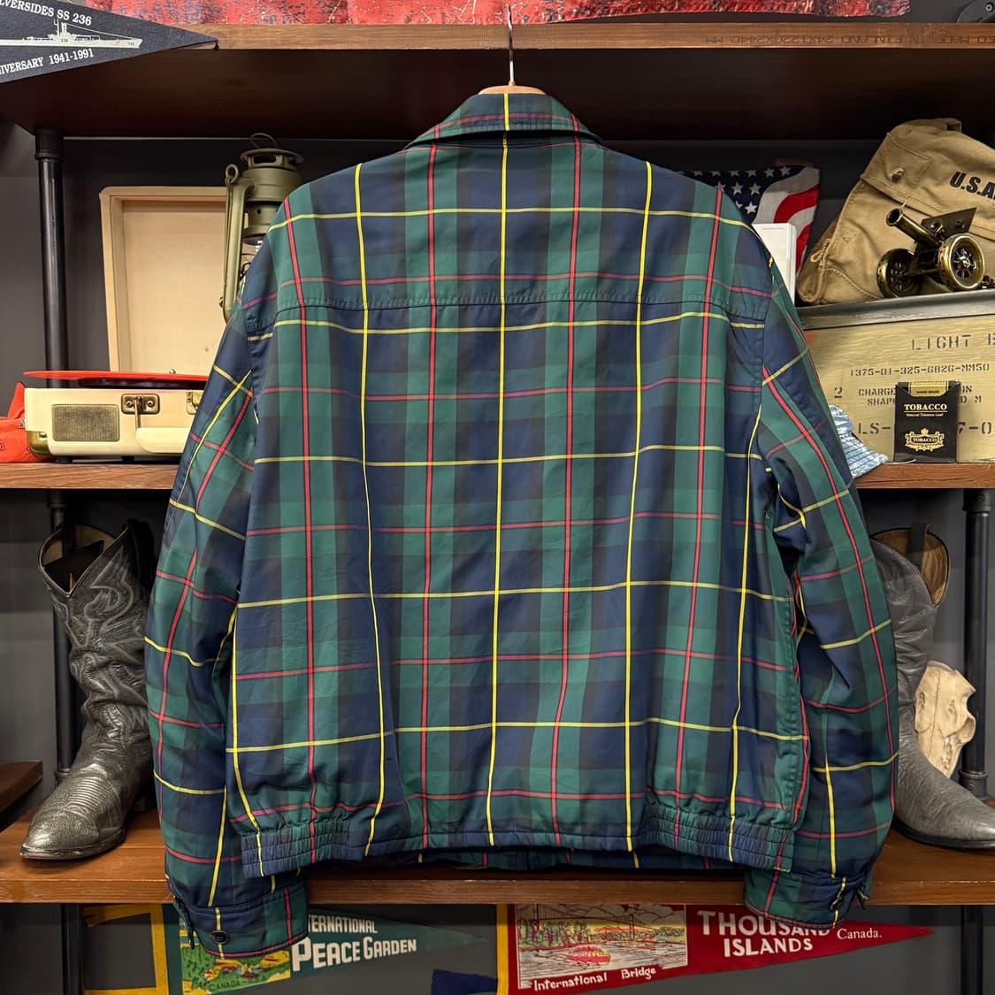 90s 폴로 랄프로렌 블랙 와치 체크 푸퍼 블루종 자켓 스윙탑  상품이미지2