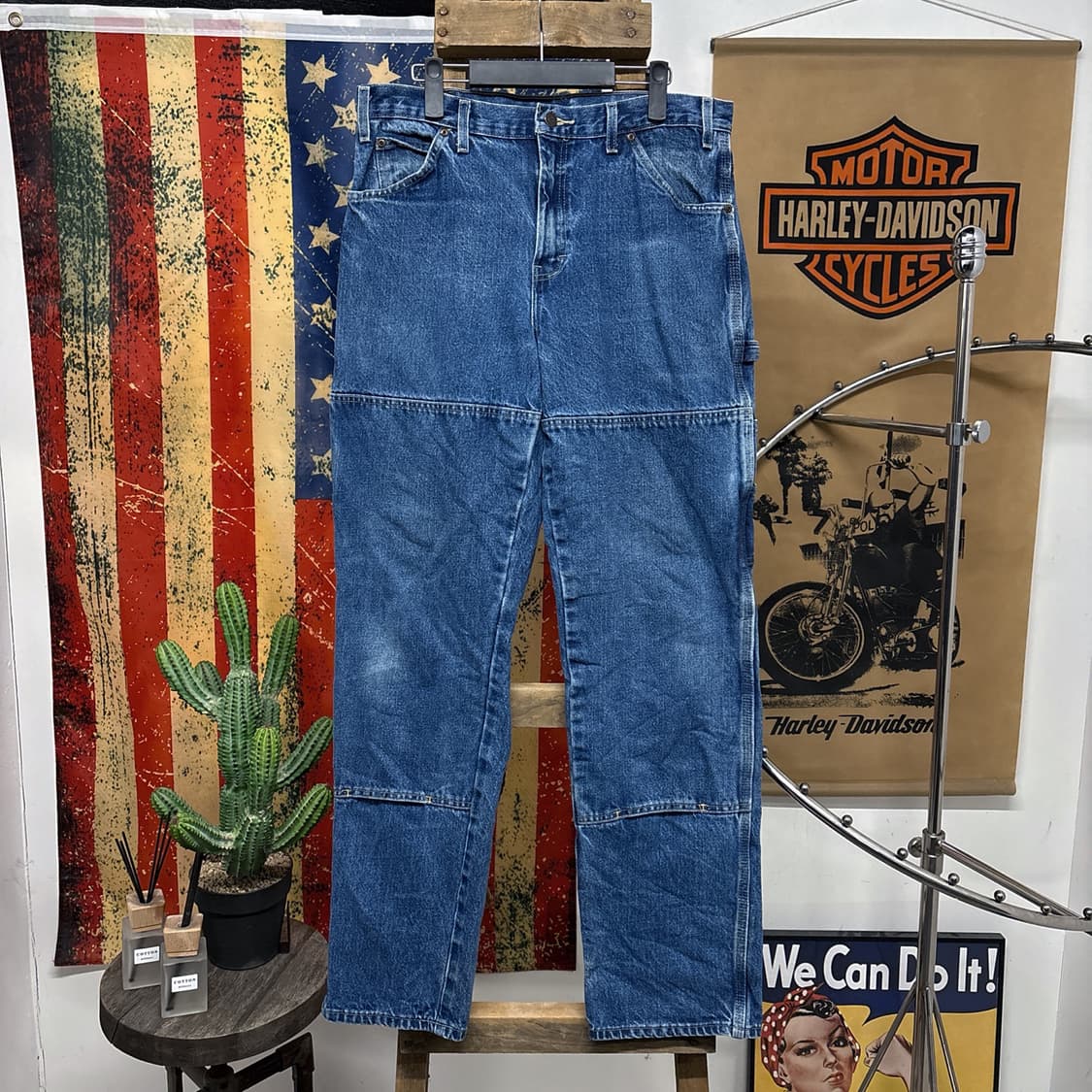 00s 올드 디키즈 더블니 카펜터 워크 데님팬츠 빈티지워싱 N544 상품이미지1