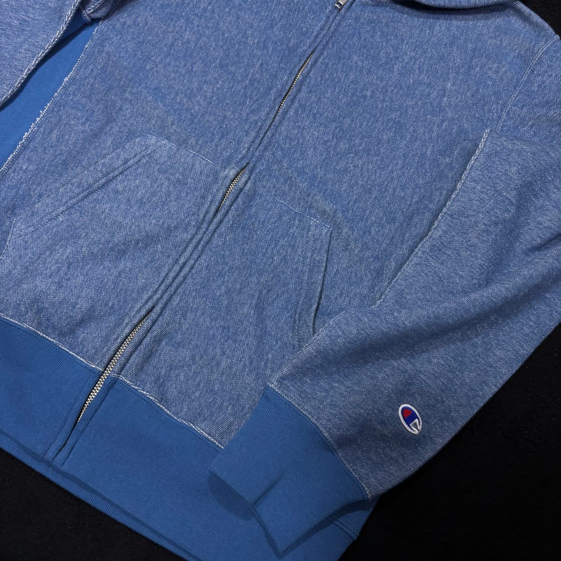 M 챔피온 리버스위브 청색 배색 후드집업 상품이미지3