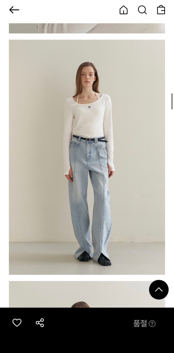 아티드 언밸런스 스트랩 티셔츠 white 상품이미지2