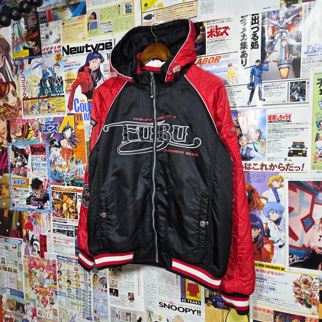 후부 올드스쿨 빅로고 누빔 후드 바시티 점퍼 상품이미지2