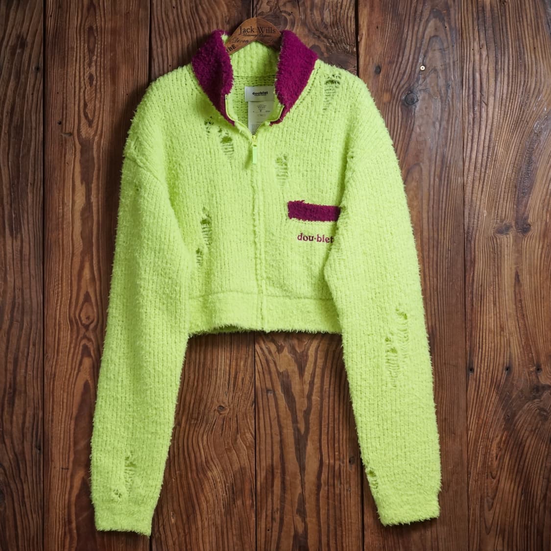 더블렛 23AW 데미지 플리스 니트 블루종 상품이미지2