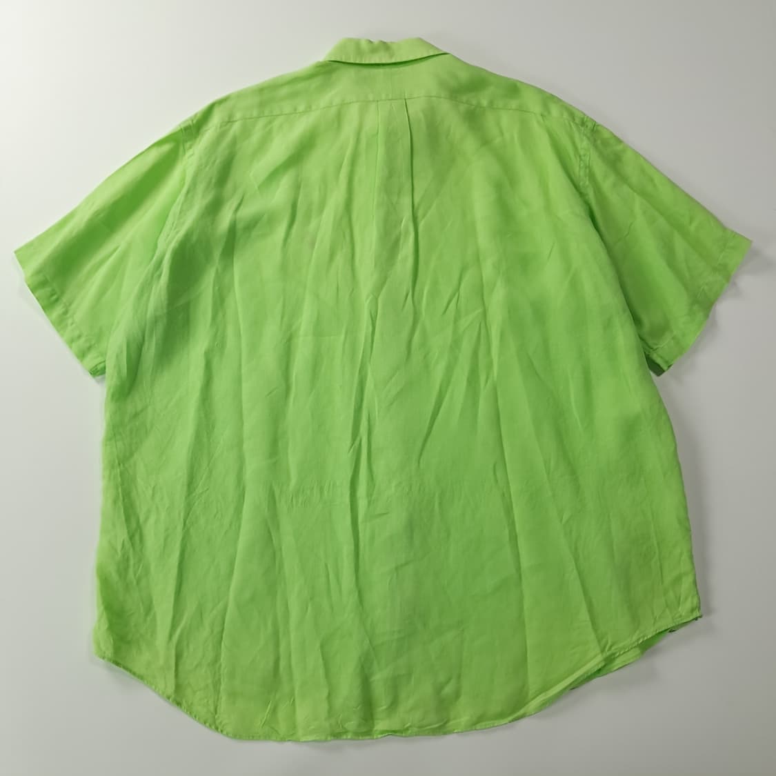 CJ114 2XL 폴로 빅사이즈 90s 린넨 애플그린 반팔 셔츠 남방 상품이미지6