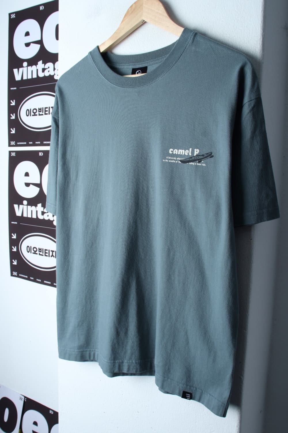 (L-XL) 카멜워크 반팔 티셔츠 캠핑 그린 올드스쿨-H3H33863 상품이미지1