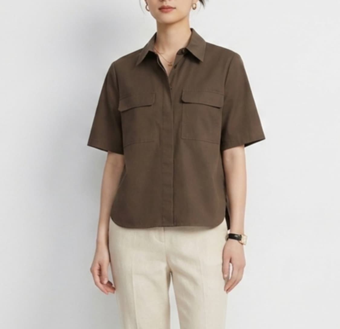 [55]띠어리 코튼 스트레치 반팔 셔츠 상품이미지1