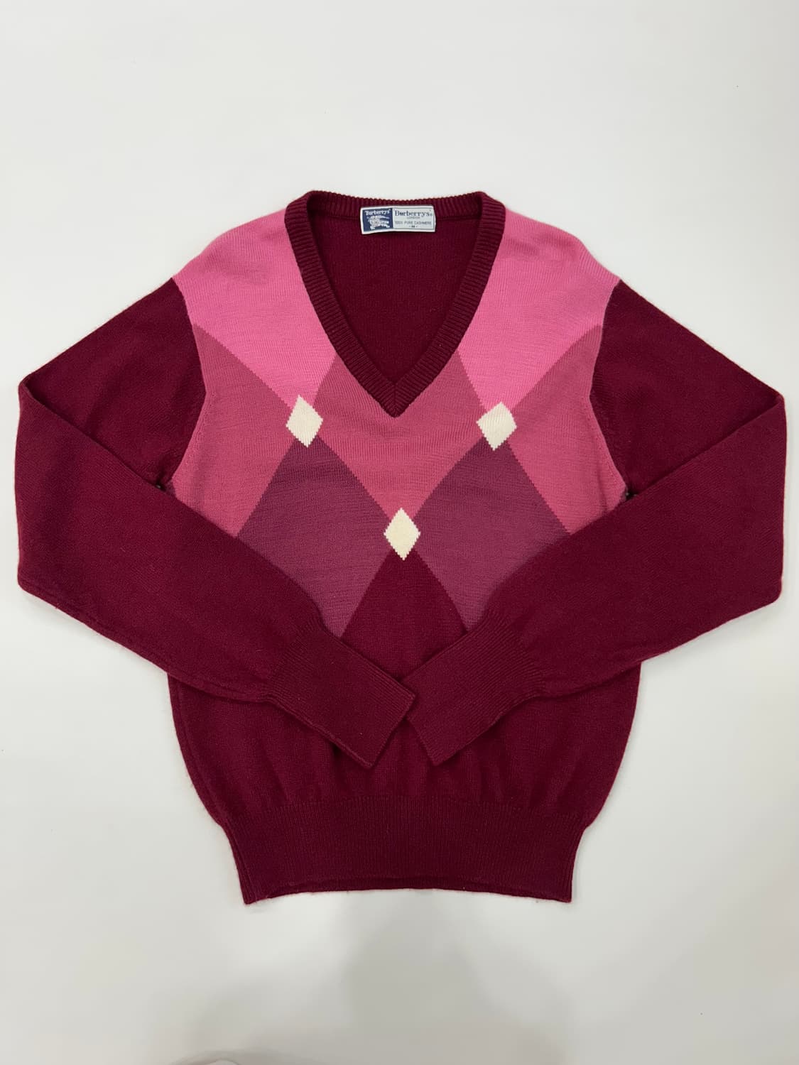 BURBERRY 버버리 핑크버건디 아가일니트 상품이미지6