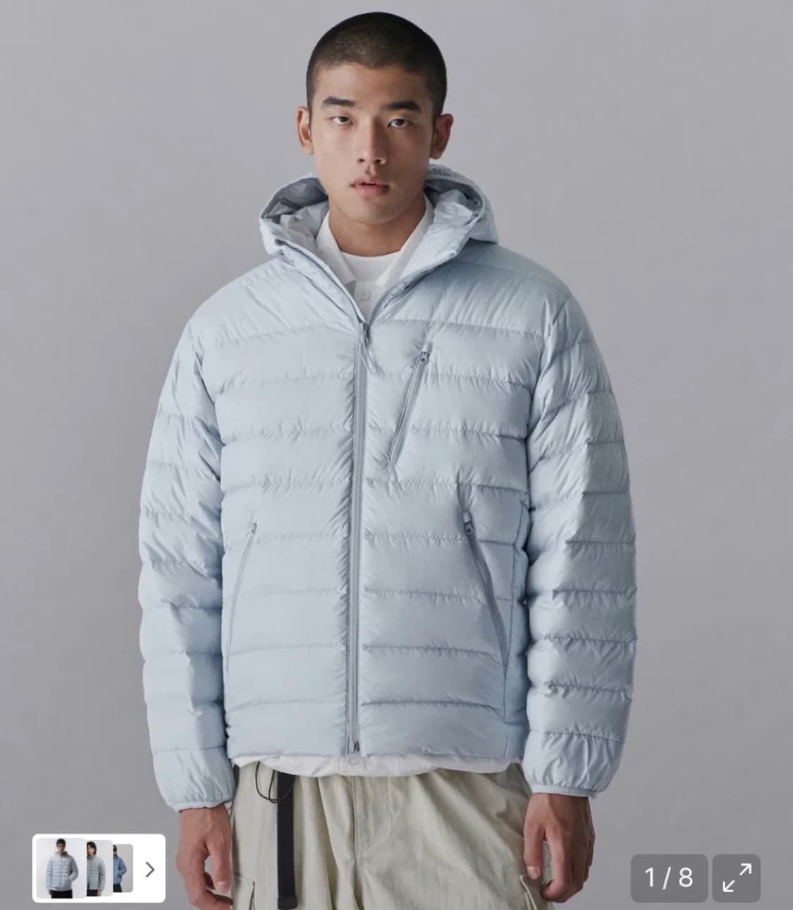 무신사 스탠다드 시티 레저 후디드 라이트 다운 재킷 클라우디 블루 L 상품이미지1