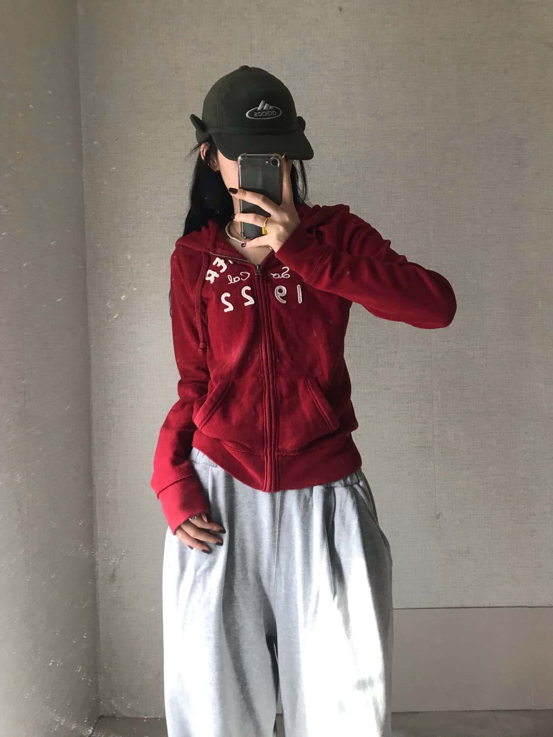 홀리스터 딥레드 슬림핏 후드집업 상품이미지3